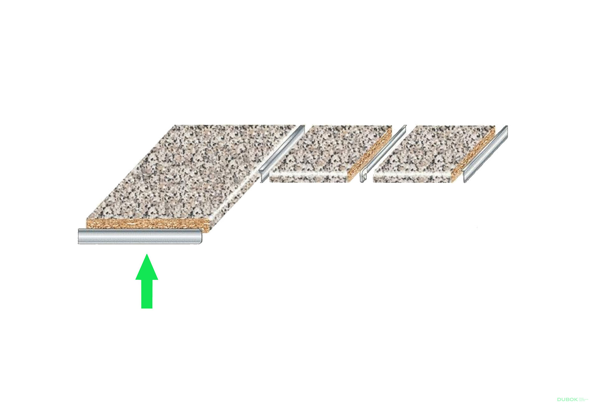 Fotografia 2 - Bočná ukončovacia lišta pre pracovné dosky 28 mm, ľavá