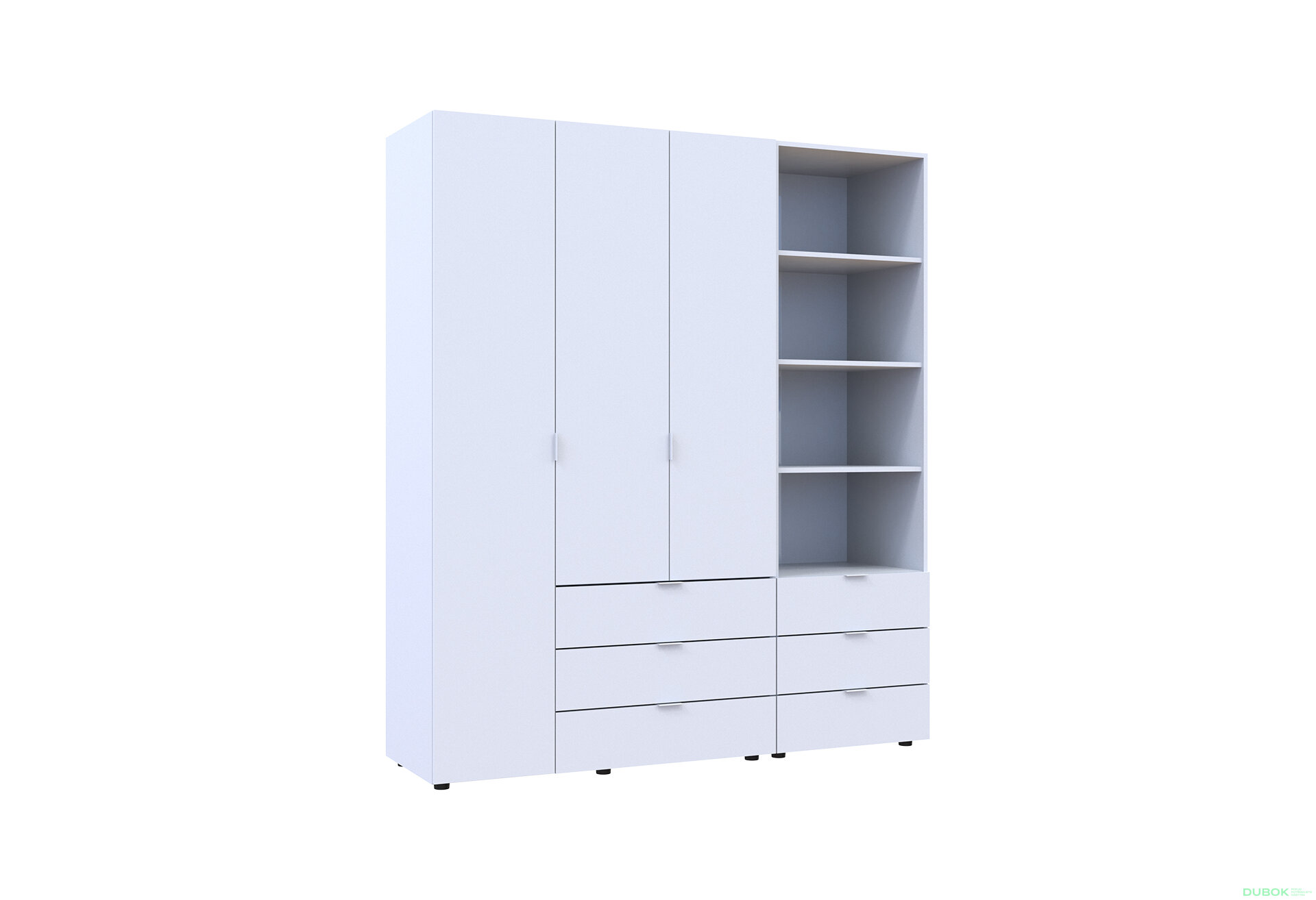 Fotografia 4 - Skriňa 3D s regálom s zásuvkami Gelar 176.2 cm biely