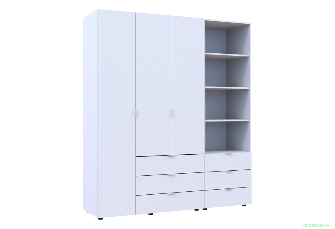 Fotografia 4 - Skriňa 3D s regálom s zásuvkami Gelar 176.2 cm biely