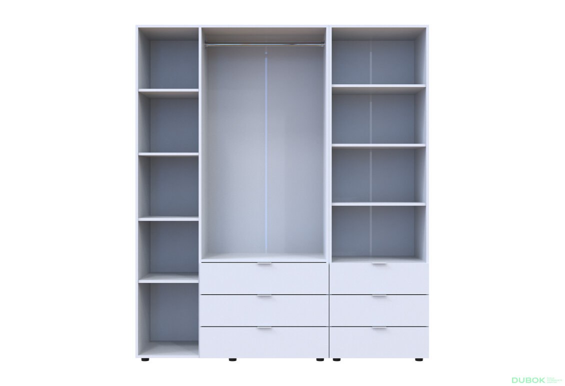 Fotografia 5 - Skriňa 3D s regálom s zásuvkami Gelar 176.2 cm biely