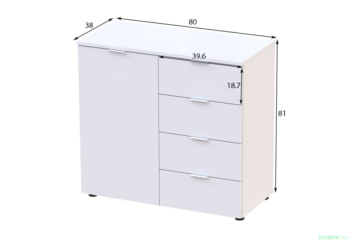 Komoda s dvierkami a 4 zásuvkami Ron 1 80 cm Grafit - Fotografia 5 Fotografia 5 - Komoda s dvierkami a 4 zásuvkami Ron 1 80 cm Grafit
