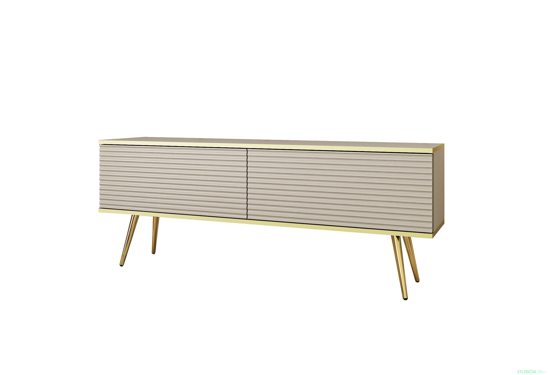 TV stolík RTV 135 MDF béžový, zlaté nohy Oro - Fotografia 1 Fotografia 1 - TV stolík RTV 135 MDF béžový, zlaté nohy Oro