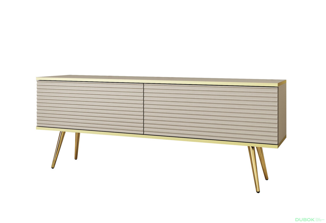 TV stolík RTV 135 MDF béžový, zlaté nohy Oro - Fotografia 1 Fotografia 1 - TV stolík RTV 135 MDF béžový, zlaté nohy Oro