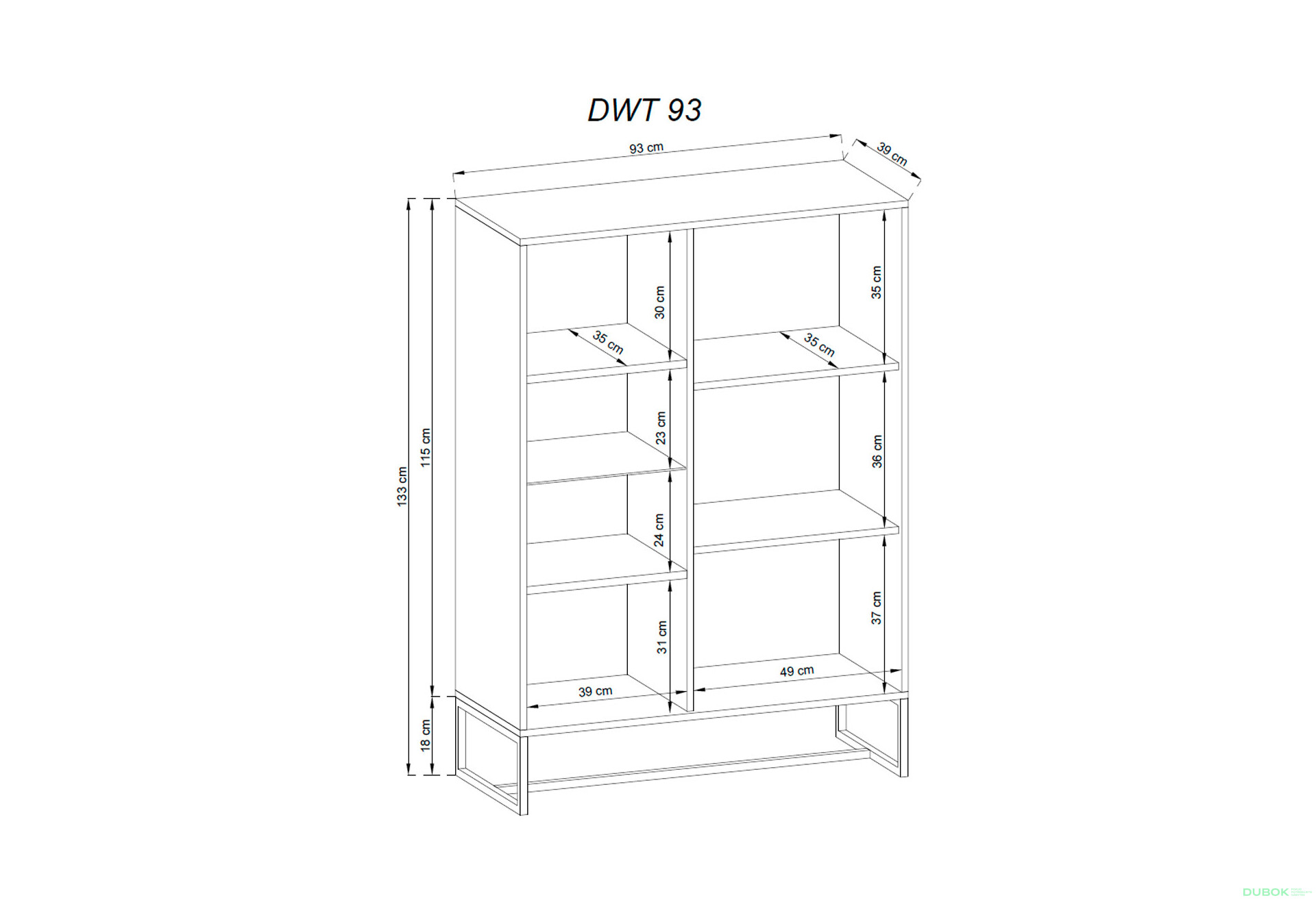 Fotografia 2 - Vitrína DWT93 dub ribbeck / čierny kameň Dark