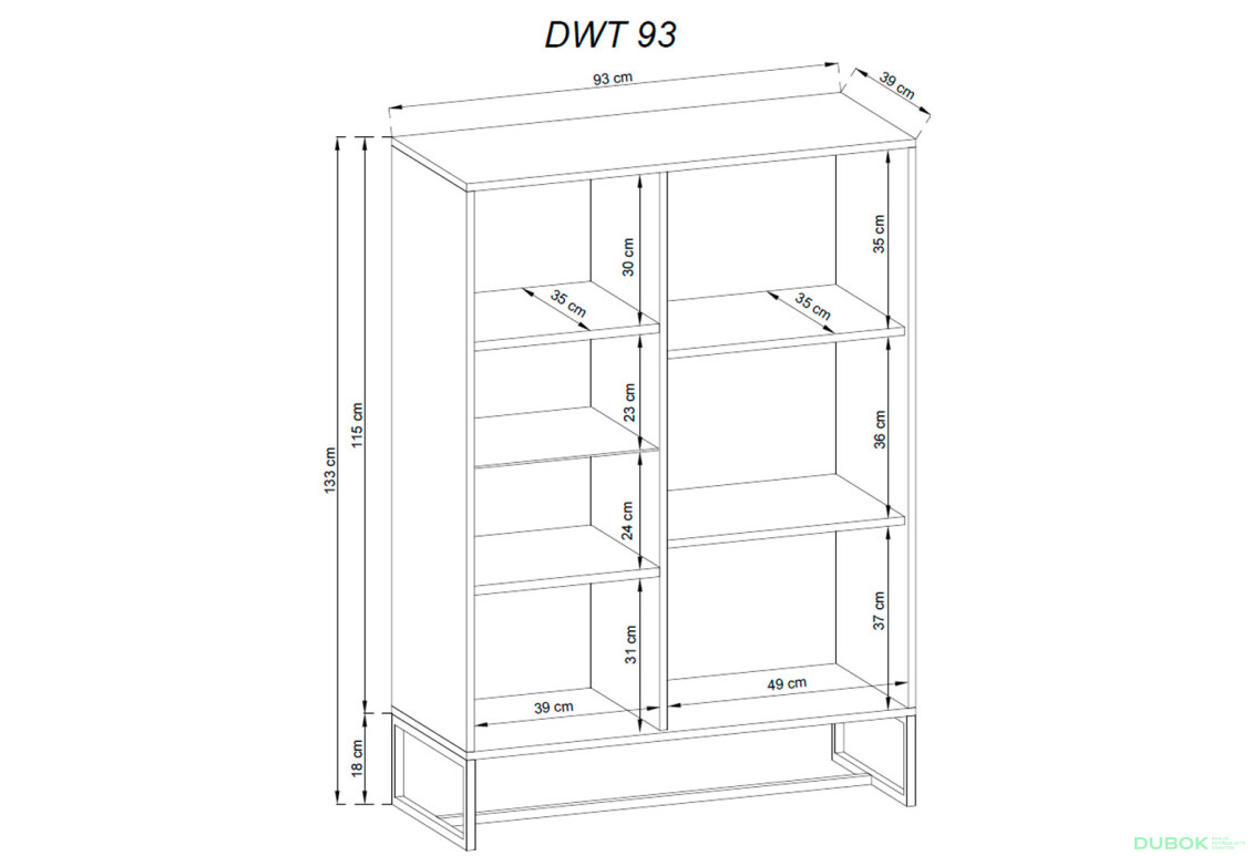 Fotografia 2 - Vitrína DWT93 dub ribbeck / čierny kameň Dark