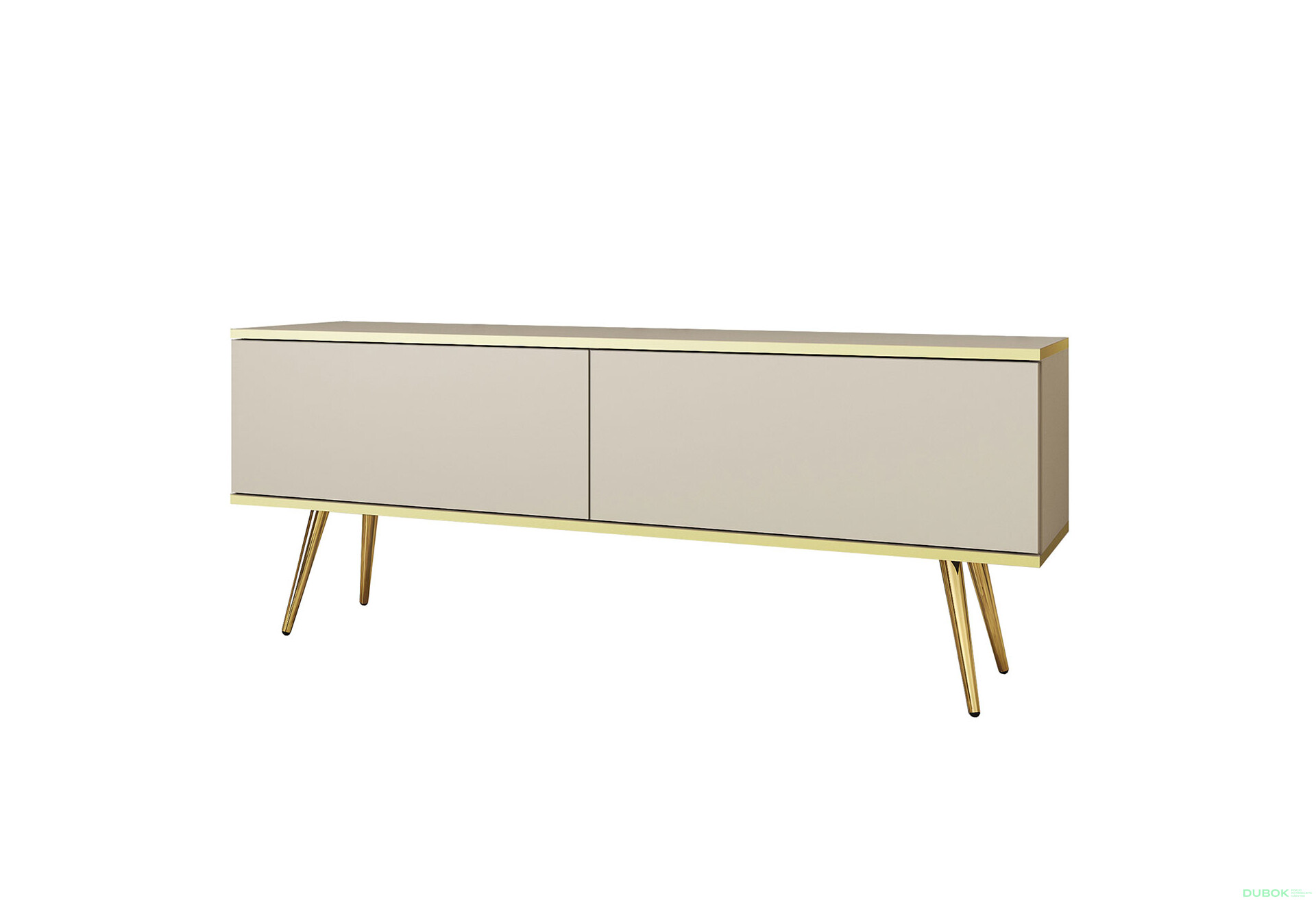 TV stolík RTV 135 béžový, zlaté nohy Oro - Fotografia 1 Fotografia 1 - TV stolík RTV 135 béžový, zlaté nohy Oro