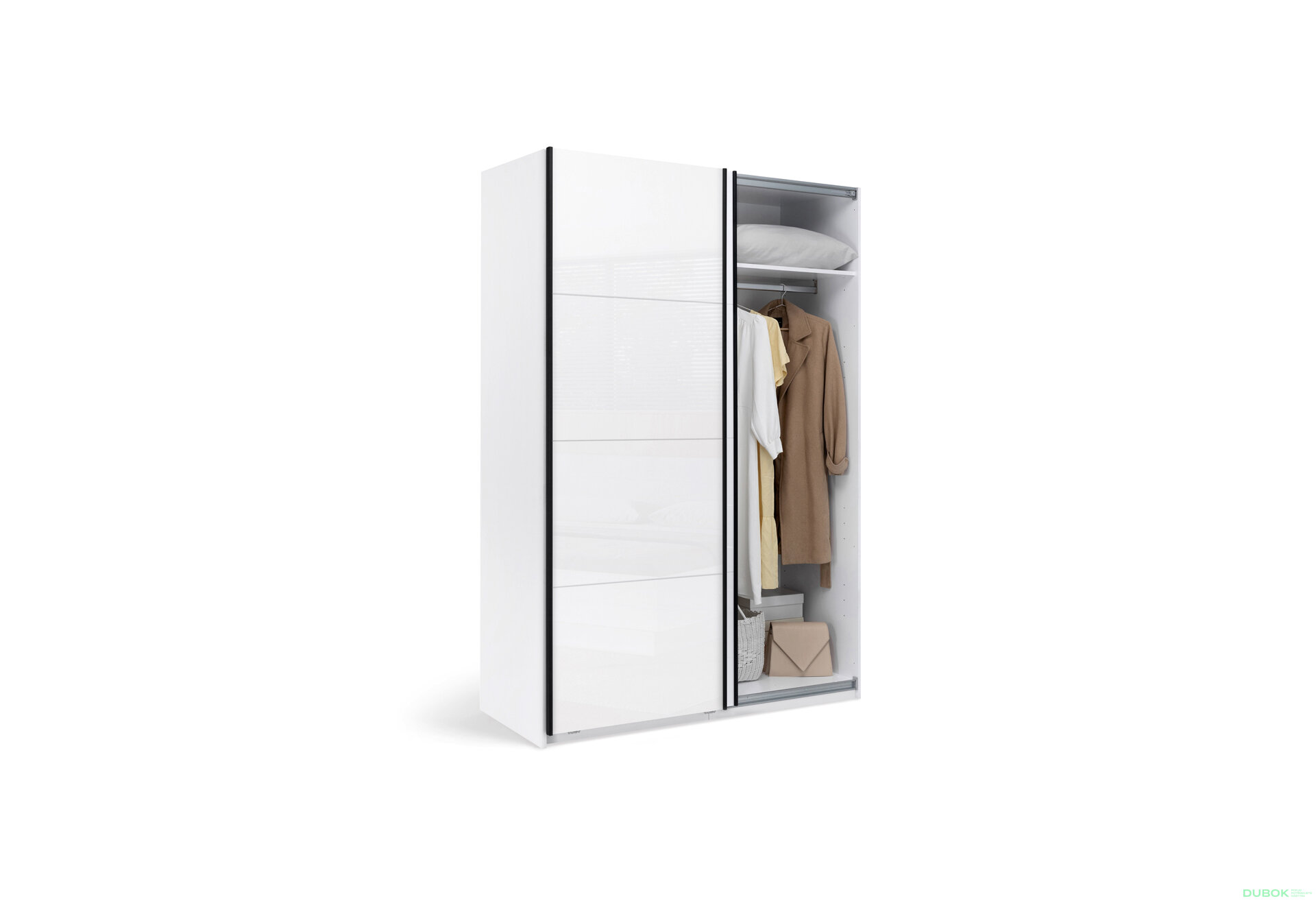 Fotografia 2 - Skriňa s posuvnými dverami 1.5х2.1m (Dvere biely lesk/Zrkadlo) Mila