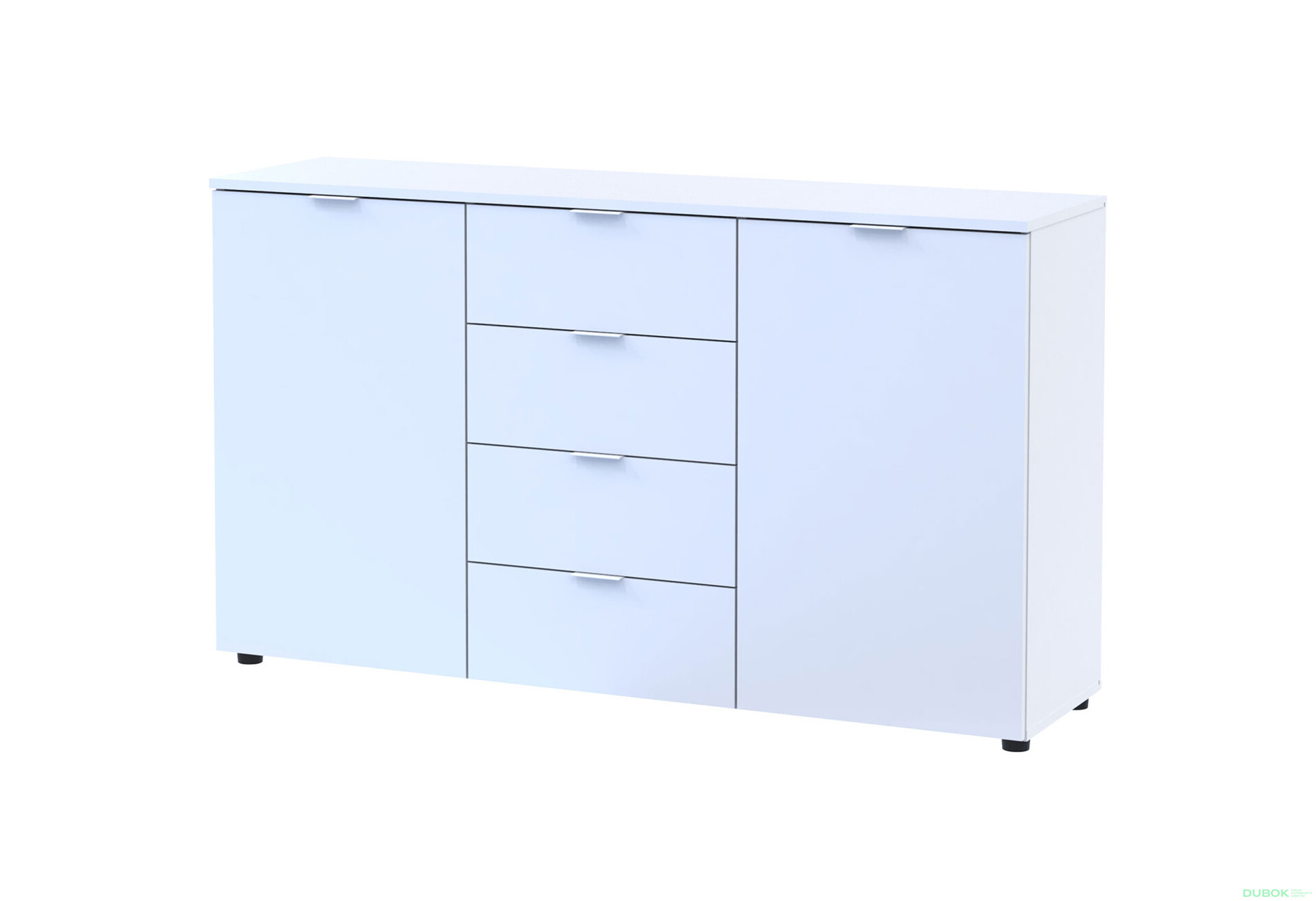 Komoda s dvierkami a 4 zásuvkami Ron 5 140 cm Biela - Fotografia 1 Fotografia 1 - Komoda s dvierkami a 4 zásuvkami Ron 5 140 cm Biela