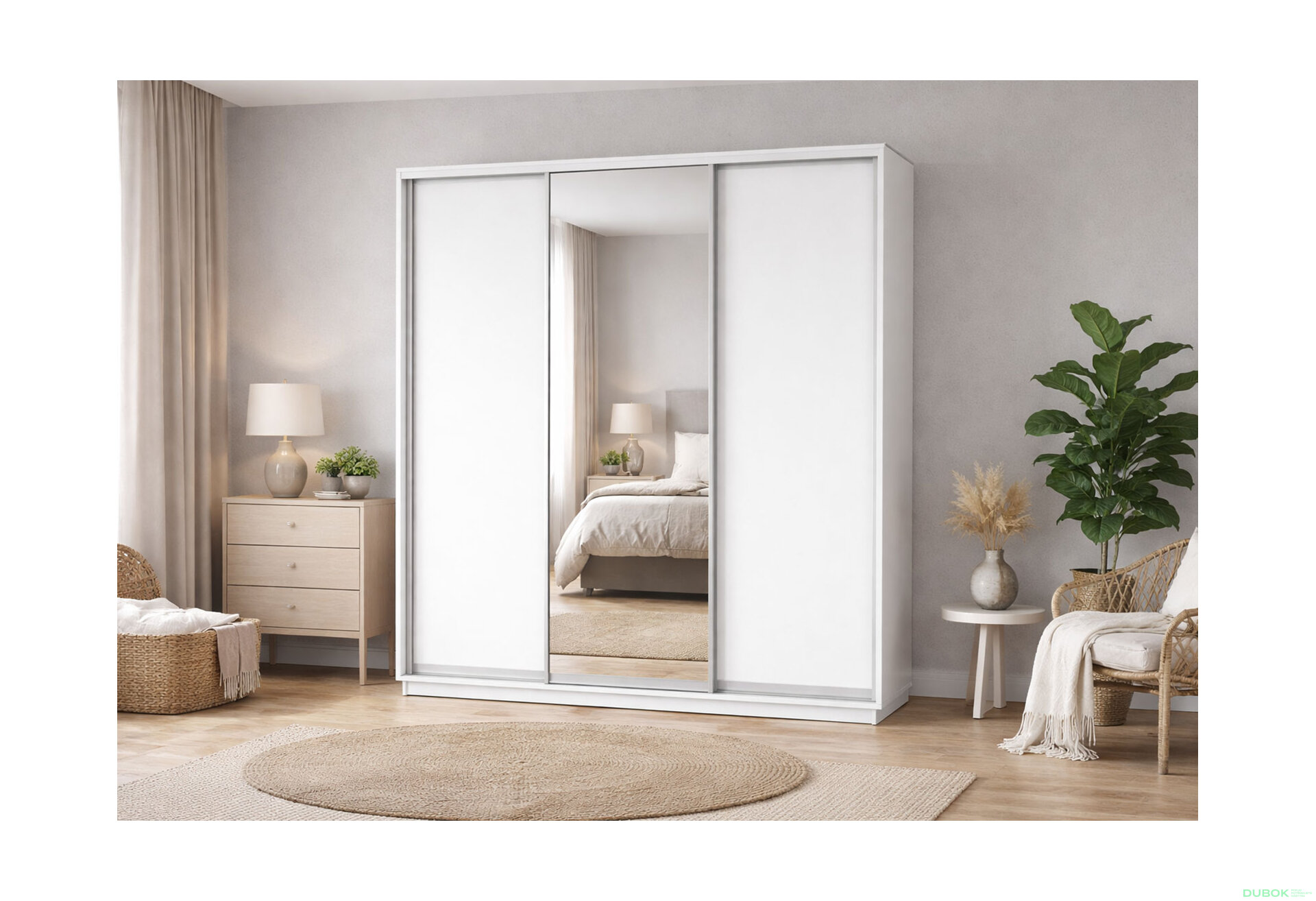 Fotografia 3 - Skriňa s posuvnými dverami 2200x2500x600 2DTD zrkadlo nymphaea alba, profil strieborný