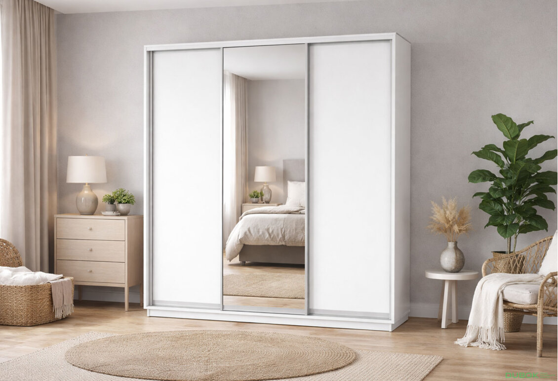 Fotografia 3 - Skriňa s posuvnými dverami 2200x2500x600 2DTD zrkadlo nymphaea alba, profil strieborný