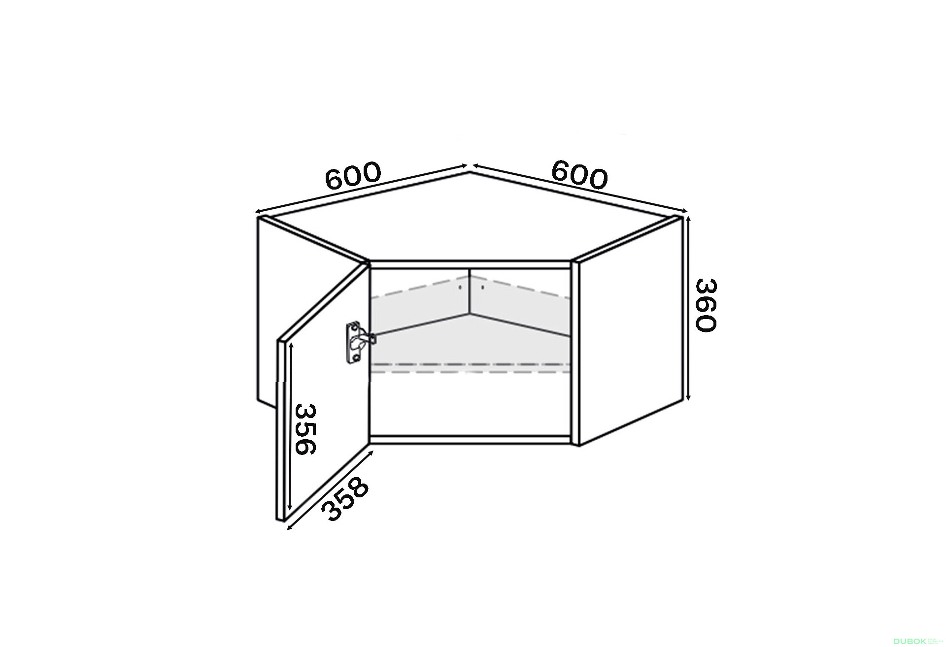 Fotografia 2 - Vrchný roh 45°/360 (600x600) 1 dvere Mary
