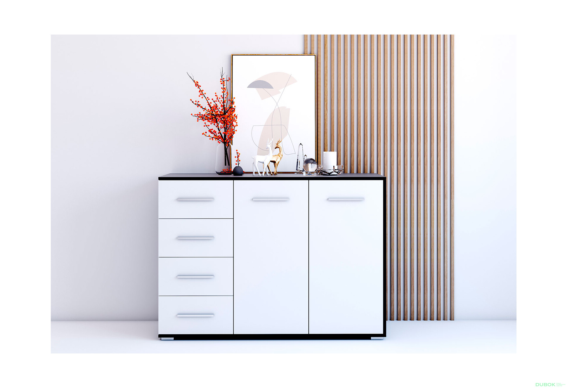 Fotografia 9 - Komoda Frida 01 135 2D4S čierny / biely