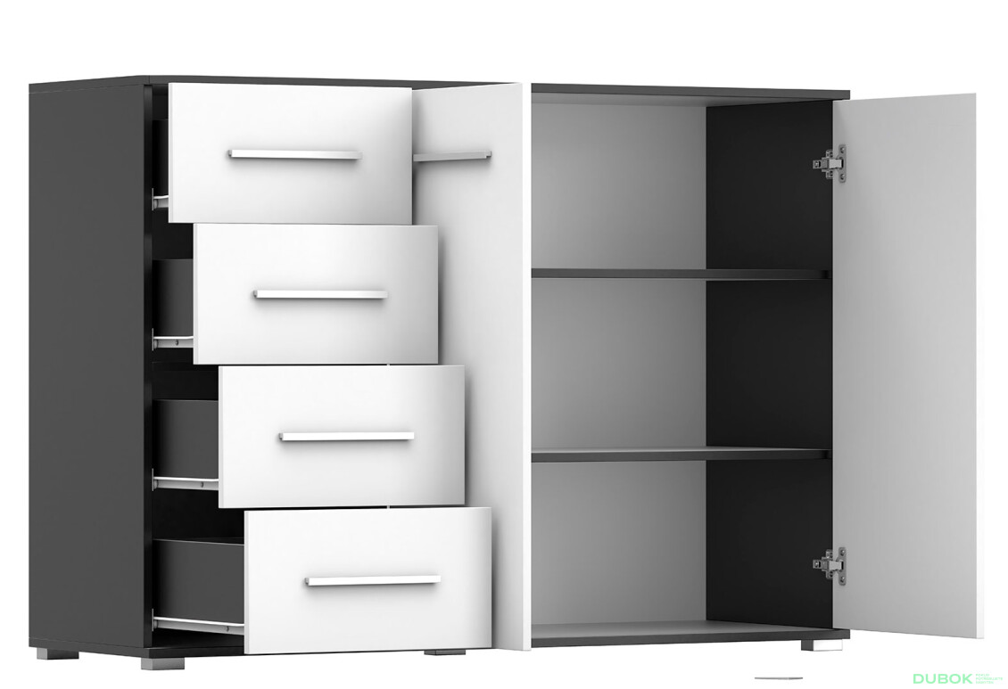 Fotografia 6 - Komoda Frida 01 135 2D4S čierny / biely