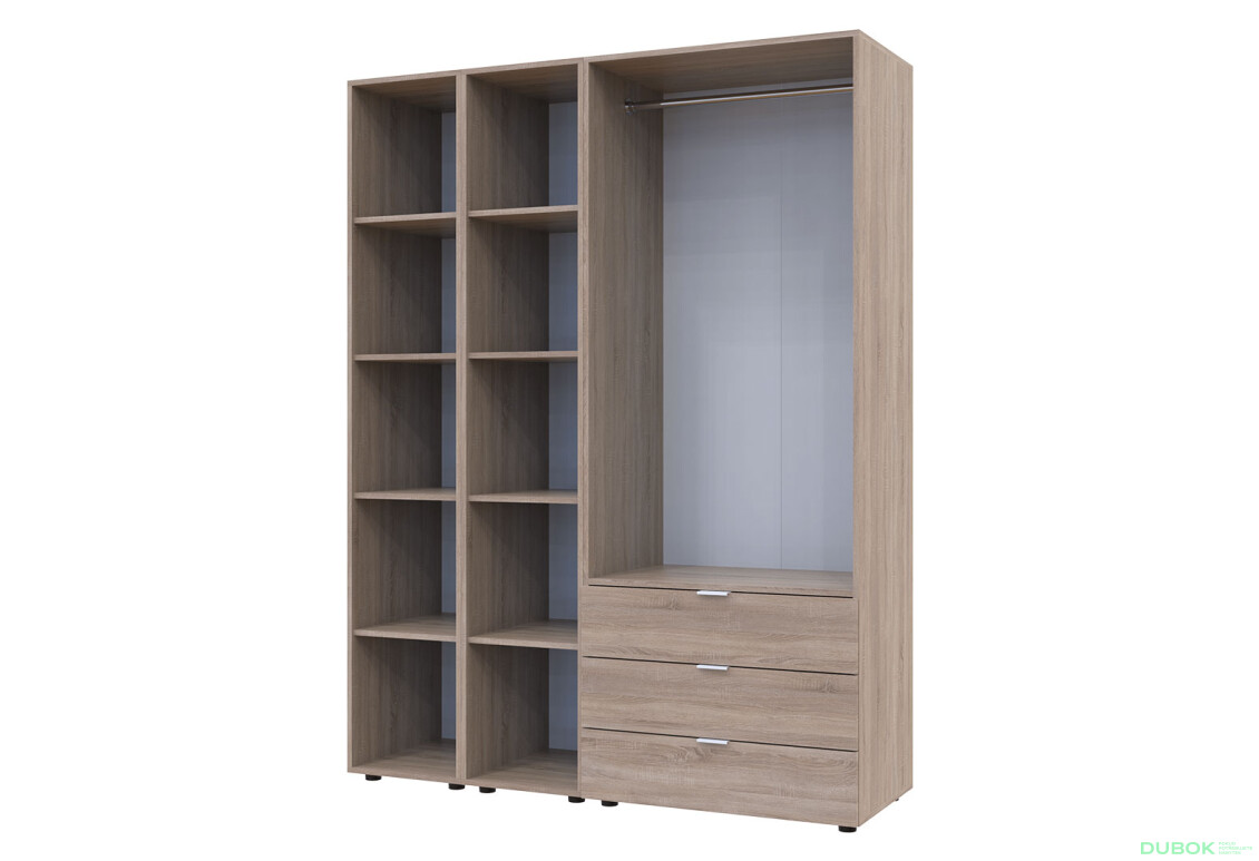 Fotografia 4 - Skriňa dvojdverová s 2 regálmi Gelar 153.9 cm Dub sonoma