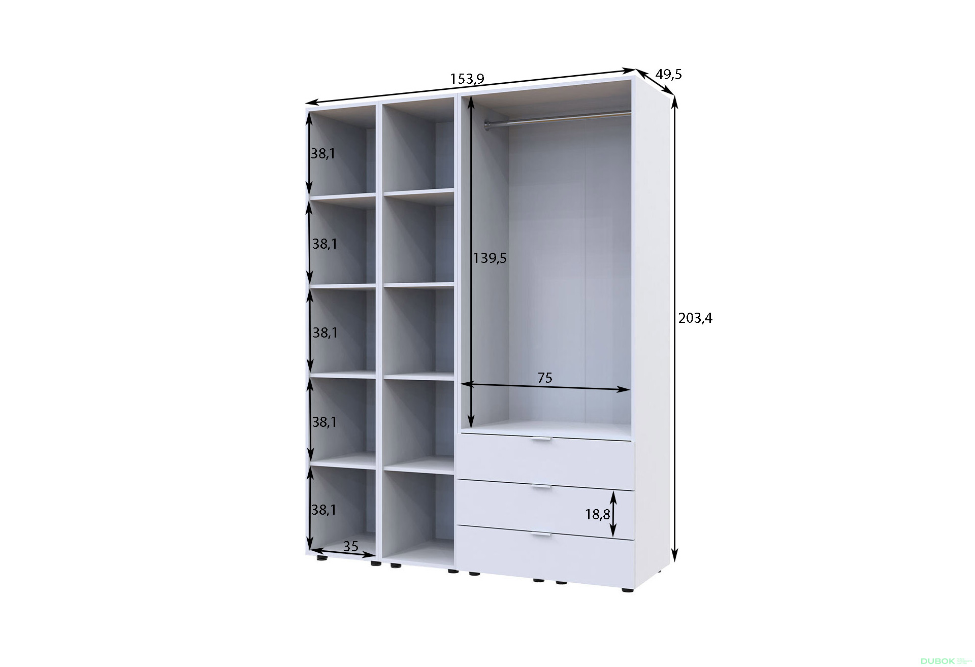 Skriňa dvojdverová s 2 regálmi Gelar 153.9 cm Dub sonoma - Fotografia 4 Fotografia 4 - Skriňa dvojdverová s 2 regálmi Gelar 153.9 cm Dub sonoma