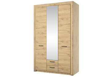 Skriňa trojdverová so zrkadlom a zásuvkami Sapori 135.8x217.1x60.3 cm Dub navarra
