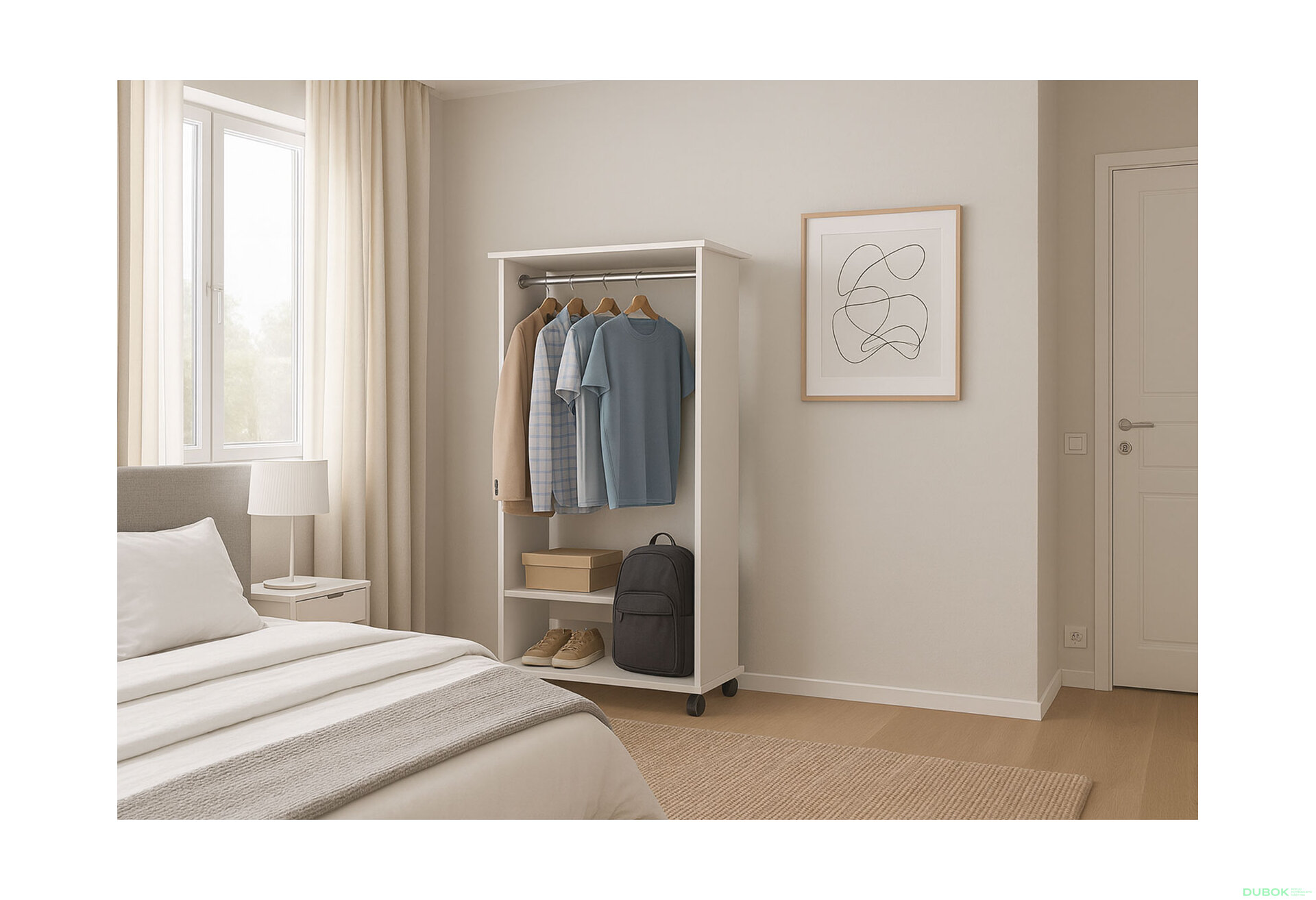 Fotografia 1 - Garderóbny stojan s tyčou D2 85 cm Biela