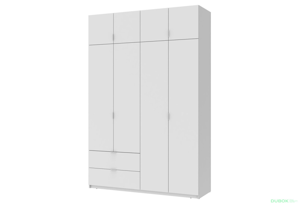 Skriňa štvordverová Lukas 160 cm Biela - Fotografia 1 Fotografia 1 - Skriňa štvordverová Lukas 160 cm Biela