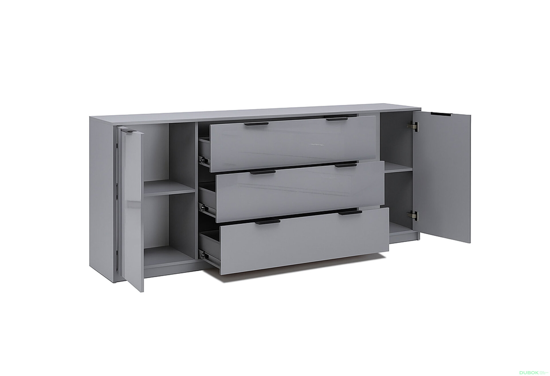 Fotografia 4 - Komoda Roma Color 2 dvere 3 šírky 2,0 m lesklá sivá láva