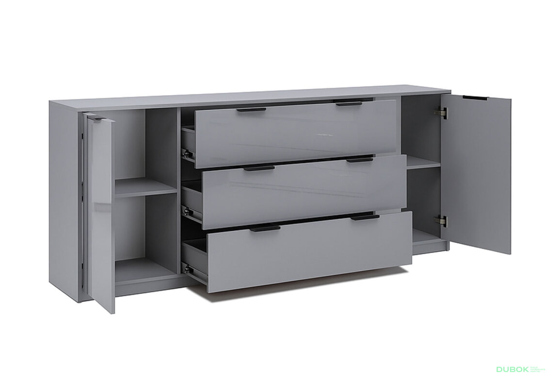 Fotografia 4 - Komoda Roma Color 2 dvere 3 šírky 2,0 m lesklá sivá láva