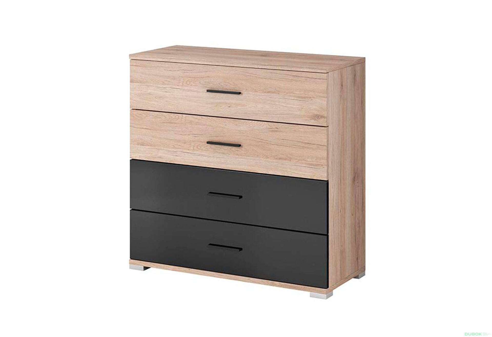Fotografia 1 - Komoda 4S Bari san remo sand / čierny lesk Idczak meble
