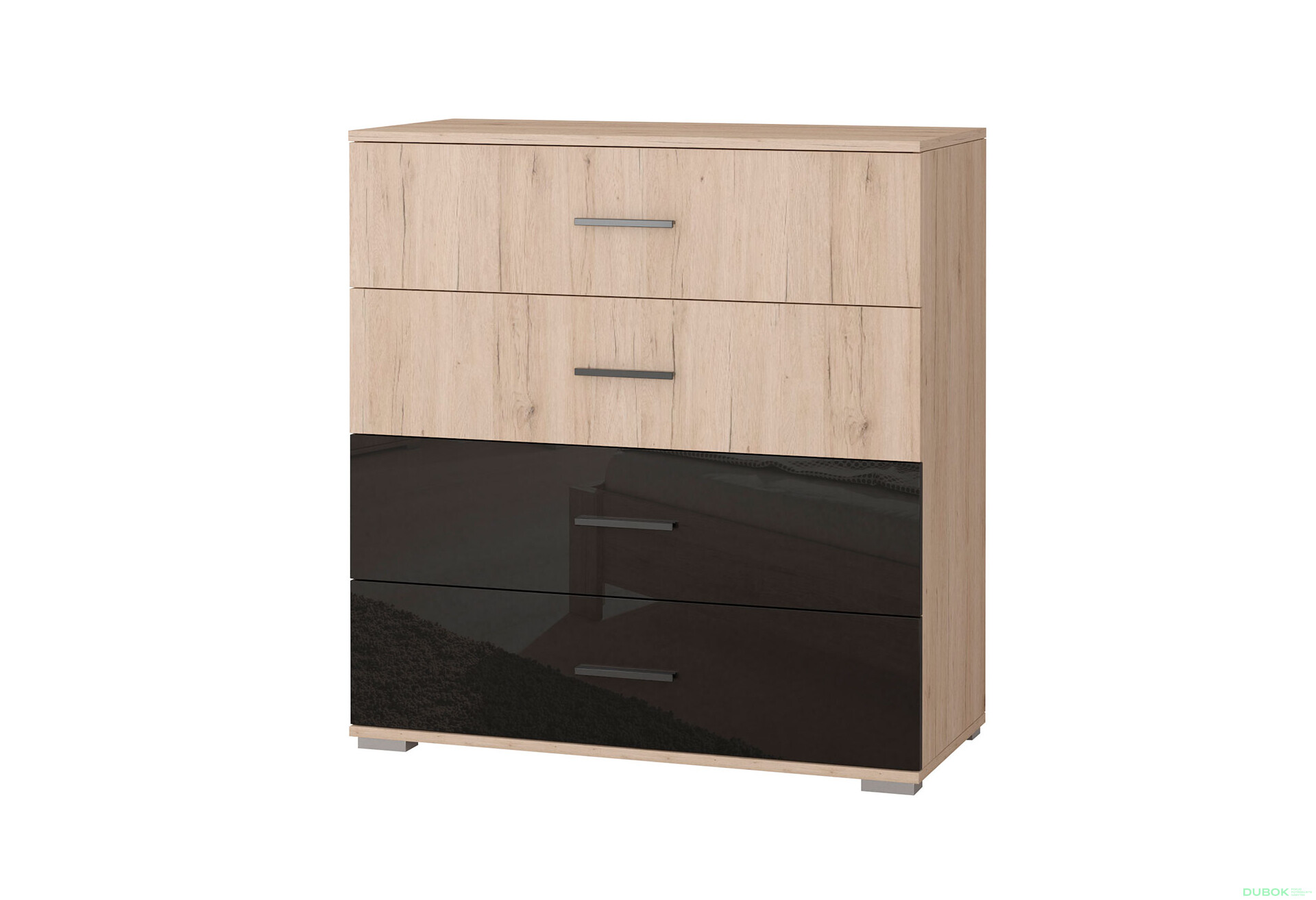 Fotografia 2 - Komoda 4S Bari san remo sand / čierny lesk Idczak meble