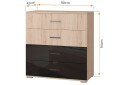 Fotografia 4 - Komoda 4S Bari san remo sand / čierny lesk Idczak meble