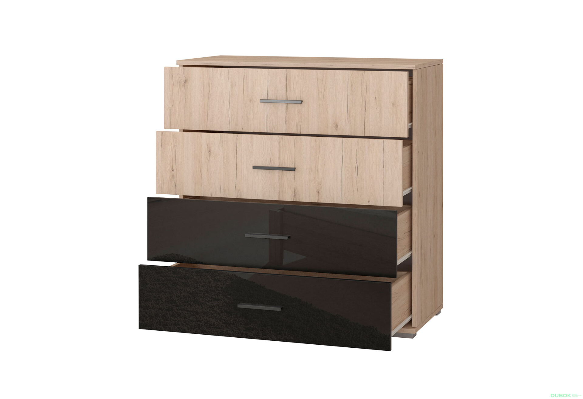 Fotografia 3 - Komoda 4S Bari san remo sand / čierny lesk Idczak meble