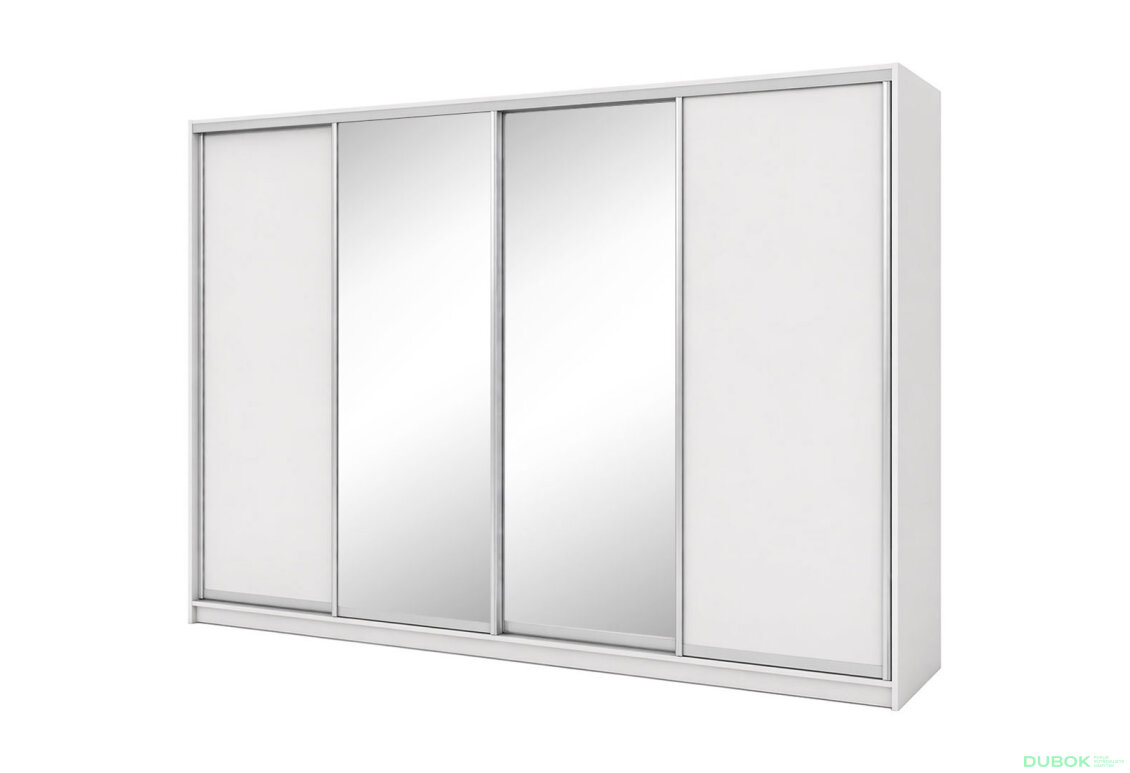 Skriňa s posuvnými dverami 2400x3000x600 2DTD 2 zrkadlá nymphea alba, profil strieborný