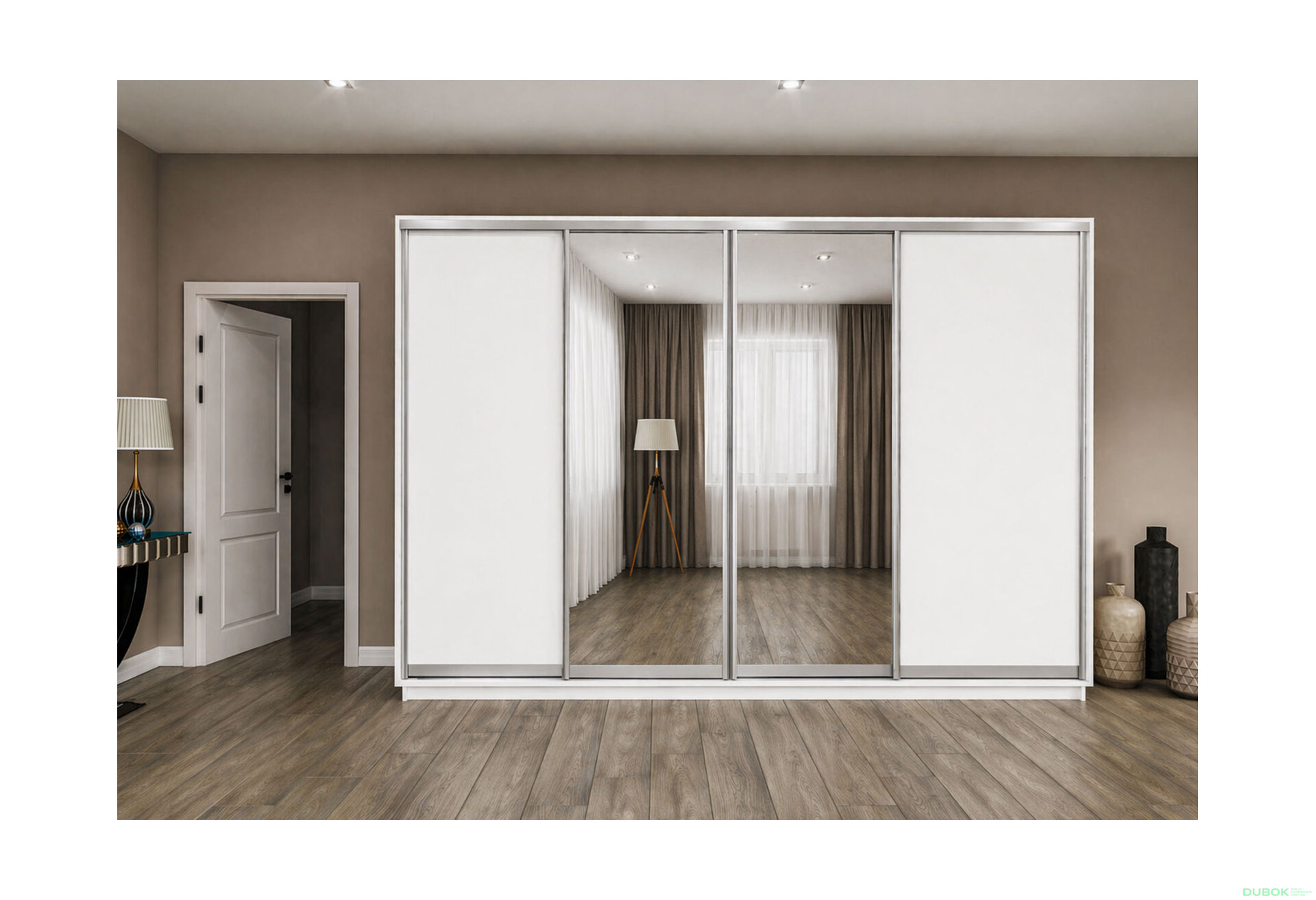 Fotografia 2 - Skriňa s posuvnými dverami 2400x3000x600 2DTD 2 zrkadlá nymphea alba, profil strieborný