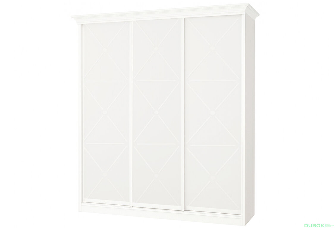 Skriňa Rim-Veneziano 3D 2,2 m biela s rímsou, fasádami DTD (s dekorom)