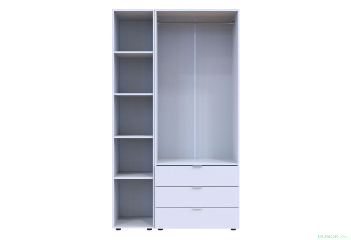 Skriňa trojdverová so zrkadlom Gelar 116.5 cm Biela - Fotografia 3 Fotografia 3 - Skriňa trojdverová so zrkadlom Gelar 116.5 cm Biela