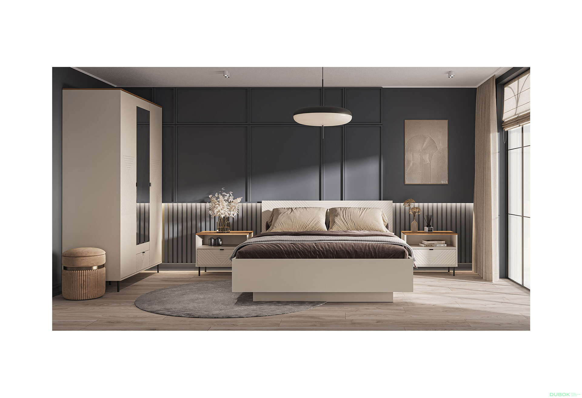 Posteľ 160 s úložným priestorom (EO18) kašmír / dub castello Evo - Fotografia 3 Fotografia 3 - Posteľ 160 s úložným priestorom (EO18) kašmír / dub castello Evo