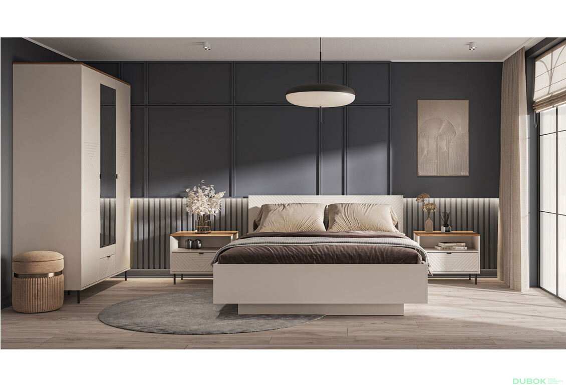Posteľ 160 s úložným priestorom (EO18) kašmír / dub castello Evo - Fotografia 3 Fotografia 3 - Posteľ 160 s úložným priestorom (EO18) kašmír / dub castello Evo