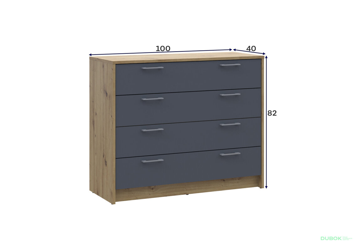 Fotografia 6 - Komoda Rondi 4 zásuvky 100x40x82 dub artisan / grafit