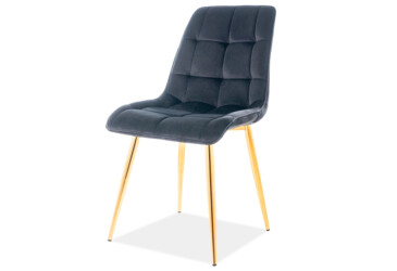 Stolička Chic Velvet čierny Bluvel 19, zlatý kov