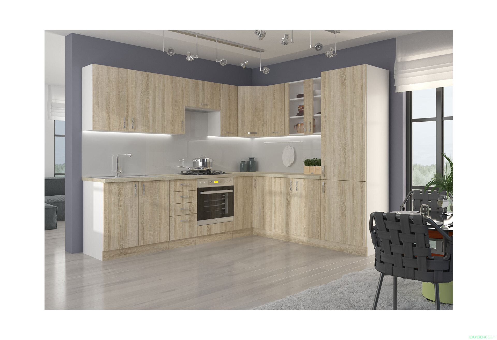 Fotografia 1 - Modulárna kuchyňa Sara biela / dub sonoma