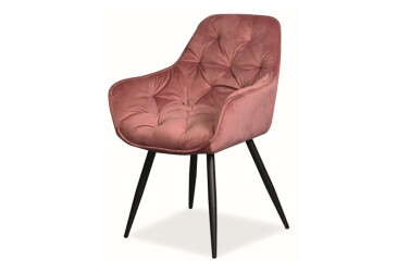 Stolička Cherry Velvet staroružový Bluvel 52, matná čierna kov