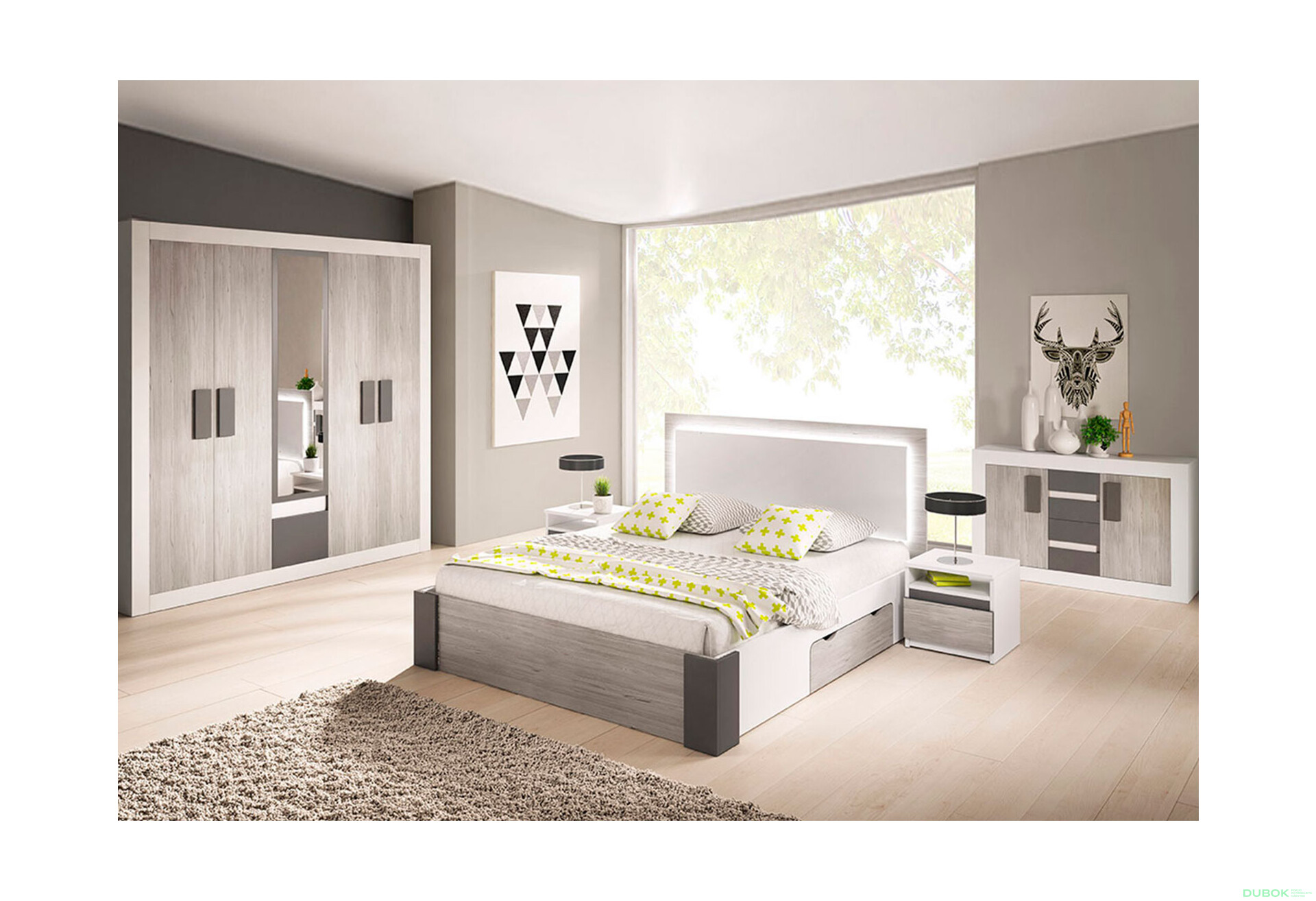 Fotografia 1 - Spálňová zostava 5D Helios biely / kathult / grafit Idczak meble