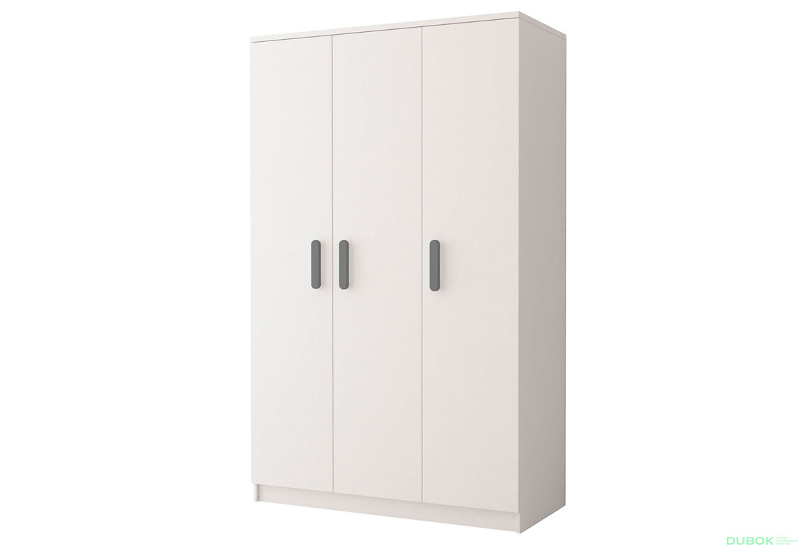 Skriňa 3D Šmyk biela, úchytky šedý Idczak meble