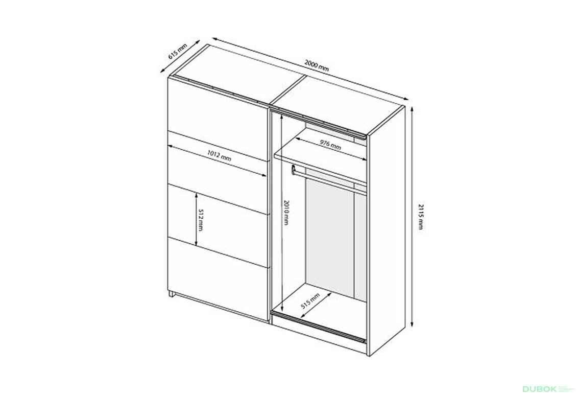 Fotografia 5 - Skriňa s posuvnými dverami 2.0х2.1m (Dvere biely lesk) Mila