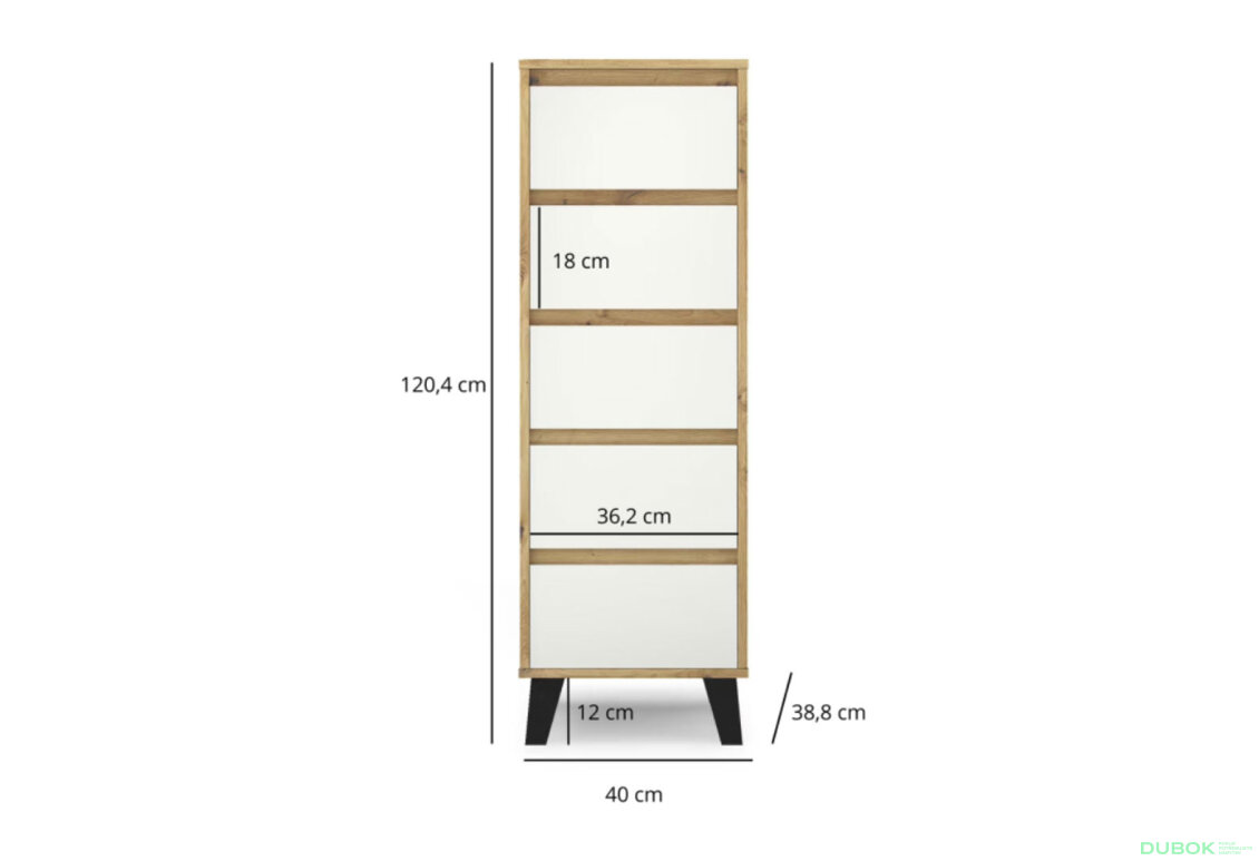 Fotografia 5 - Komoda Borg 5s/40 dub artisan / biela