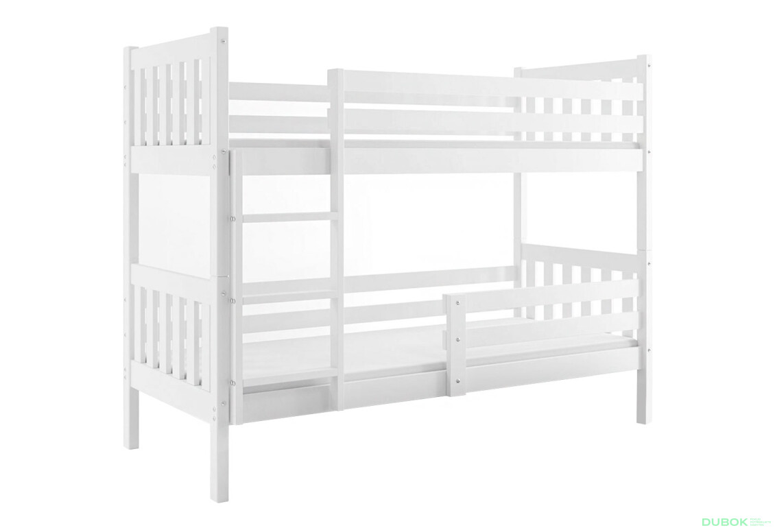 Poschodová posteľ Carino biele 80x160 cm s roštom, matracom