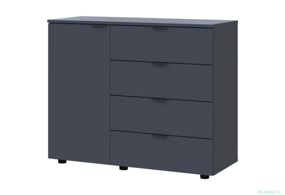 Komoda s dvierkami a 4 zásuvkami GC1 100 cm Gelar Grafit - Fotografia 1 Fotografia 1 - Komoda s dvierkami a 4 zásuvkami GC1 100 cm Gelar Grafit