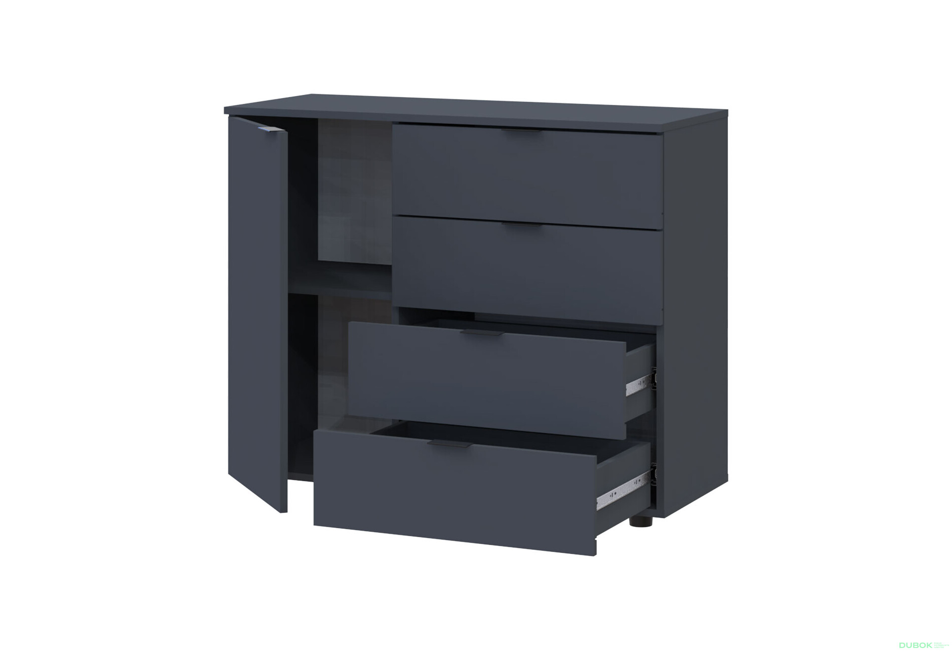 Komoda s dvierkami a 4 zásuvkami GC1 100 cm Gelar Grafit - Fotografia 2 Fotografia 2 - Komoda s dvierkami a 4 zásuvkami GC1 100 cm Gelar Grafit