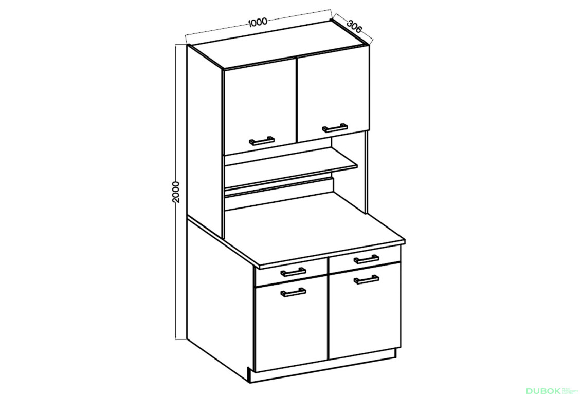 Fotografia 3 - Skriňa 1.0 m Maria Artisan / Biely, pracovná doska Artisan