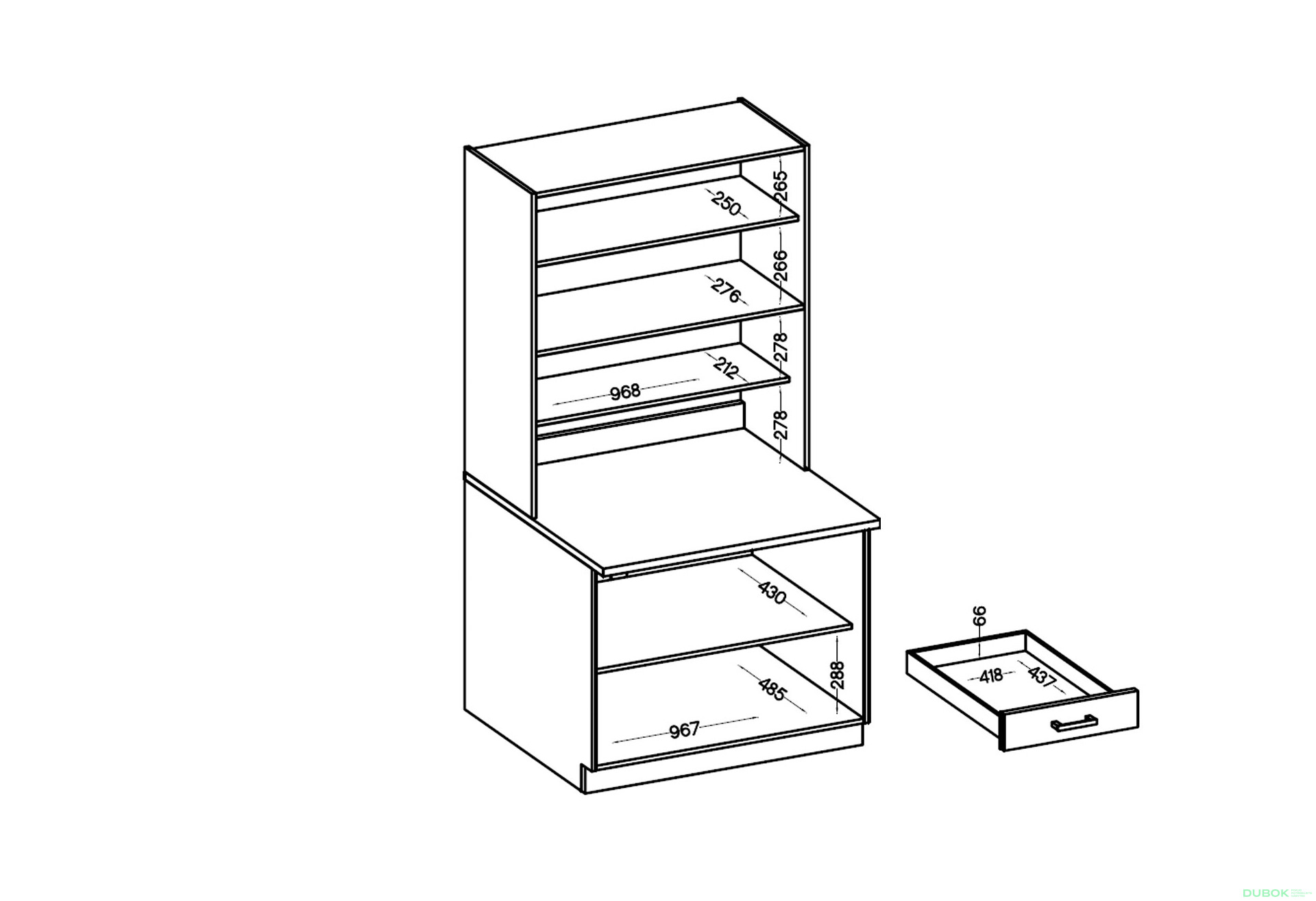 Fotografia 4 - Skriňa 1.0 m Maria Artisan / Biely, pracovná doska Artisan
