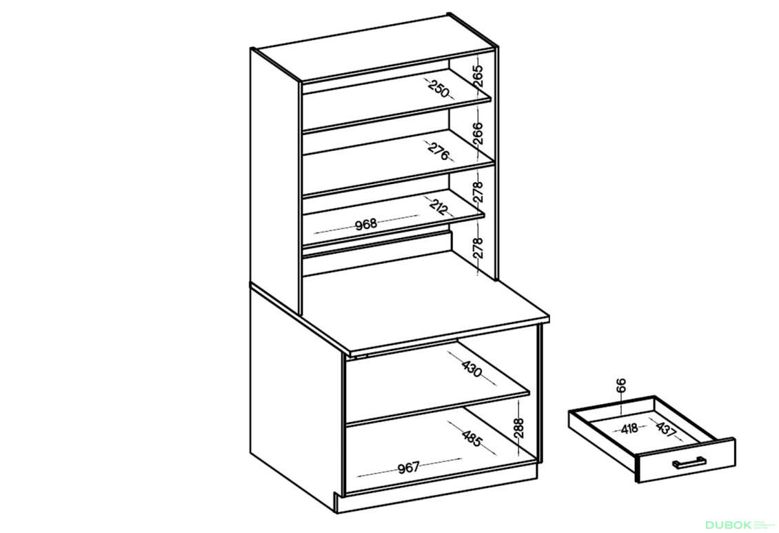 Fotografia 4 - Skriňa 1.0 m Maria Artisan / Biely, pracovná doska Artisan