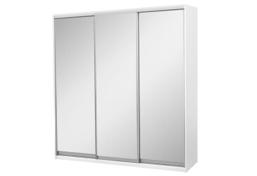Skriňa 3D 2220x600x2400, 3 zrkadlá biela