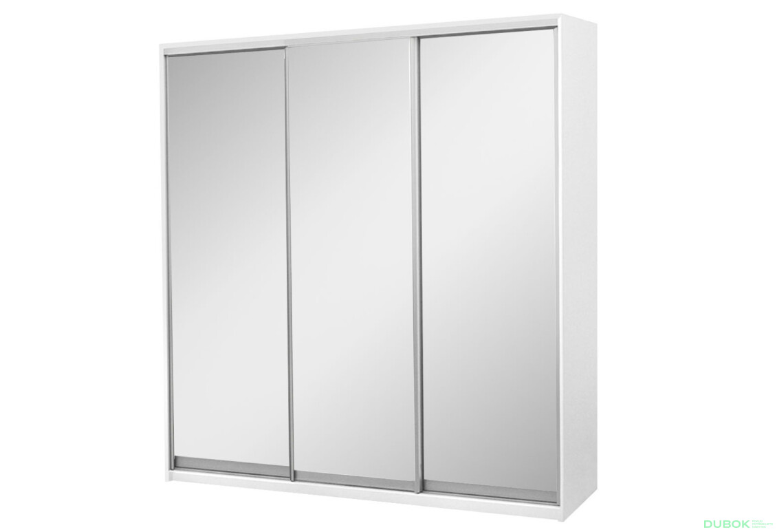 Skriňa s posuvnými dverami Komforto 3 zrkadlá 222x240x60 cm biela
